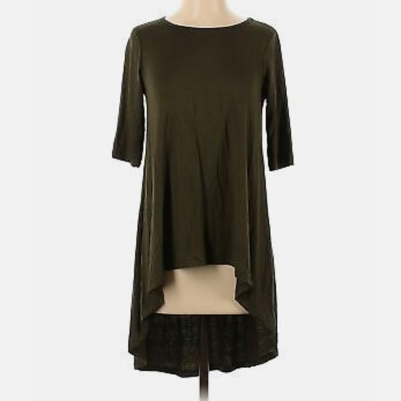 Carly Jean Los Angeles Tops - CJLA olive green high low t shirt size medium